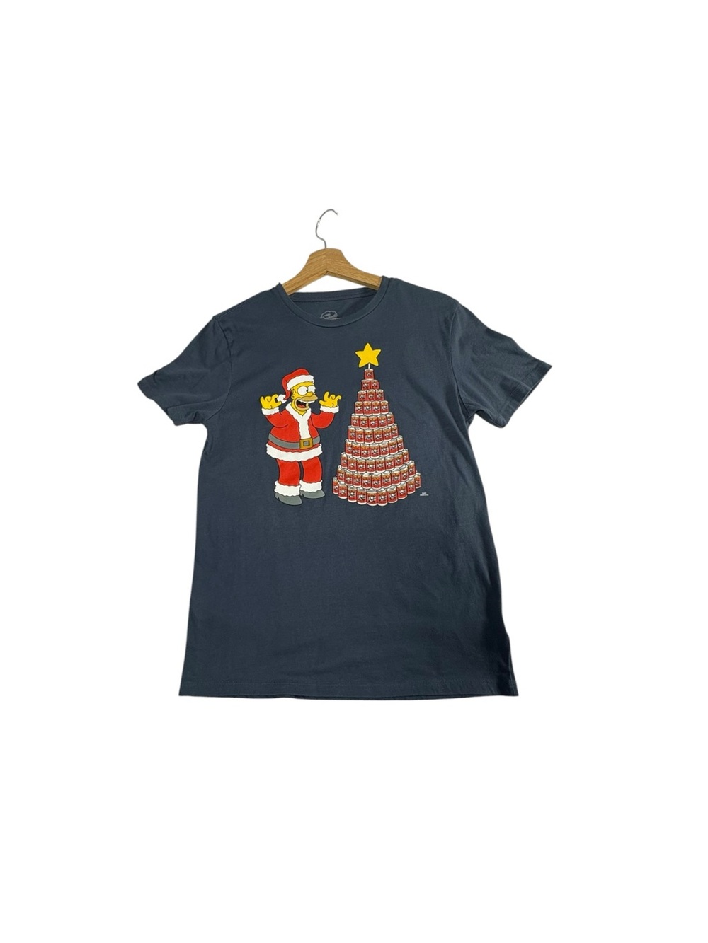 The Simpsons Homer Santa Duff Beer Christmas Tree Blue Graphic Tee Unisex S